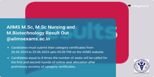 AIIMS M.Sc, M.Sc Nursing and M.Biotechnology Results Out @aiimsexams.ac.in, Get Direct Link Here
